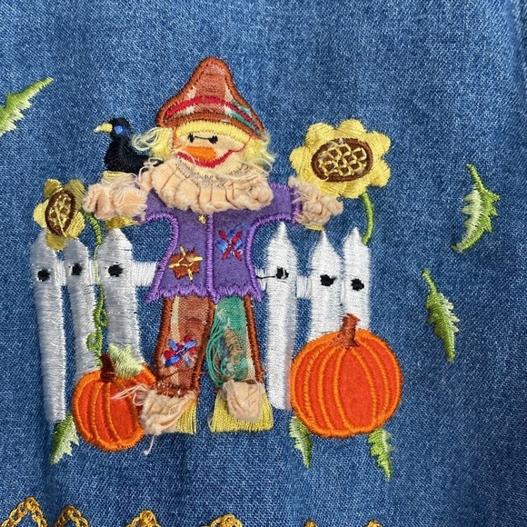 Vintage Lemon Grass Shirt Fall Scarecrow Pumpkins M/L - Picture 4 of 12